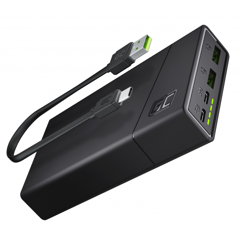 Power Bank Green Cell GC PowerPlay20 20000mAh ar tru uzldi 2x USB Ultra Charge un 2x USB-C baroan